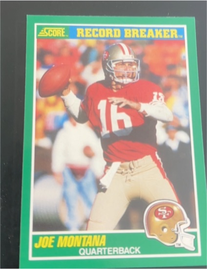 1989 Score #329 Joe Montana Record Breaker — front