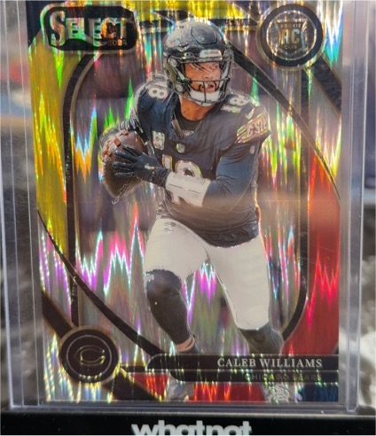 2024 Panini Select Club Level #216 Caleb Williams Red & Blue Shock Prizm Rookie Card — front
