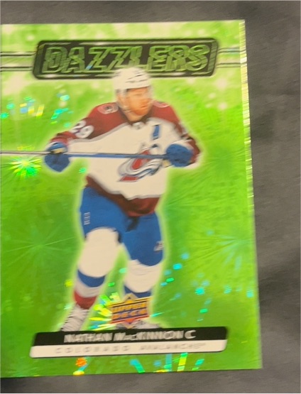 2023-24 Upper Deck Series 2 Dazzlers Green #DZ-87 Nathan MacKinnon — front
