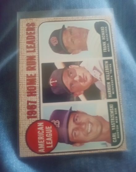 1968 Topps #6 AL Home Run Leaders Carl Yastrzemski/Harmon Killebrew/Frank Howard — front