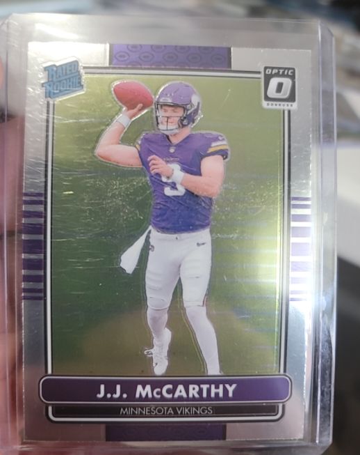 2024 Donruss Optic #10 J.J. McCarthy 2014 Retro Series Minnesota Vikings — front