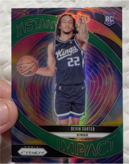 2024-25 Panini Prizm #23 Devin Carter Instant Impact Green Prizm Rookie — front