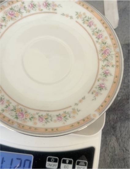 Kentfield & Sawyer Fine China Pink Roses Orange Trim Saucer — front