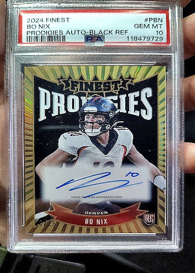 2024 Topps Finest #PBN Bo Nix Prodigies Auto Black Refractor — front
