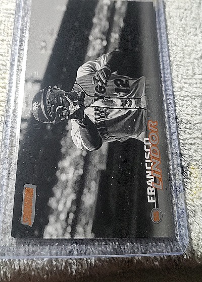 2023 Topps Stadium Club #85 Francisco Lindor Black White Orange Foil Parallel SP — front