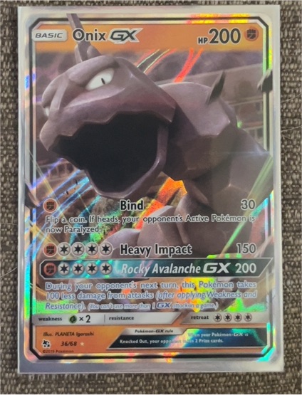 2019 Pokémon Hidden Fates #36 Onix GX — front