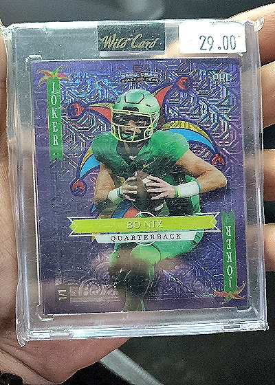 2023 Wild Card 5 Card Draw Stacked Deck Bo Nix Joker PRC — front