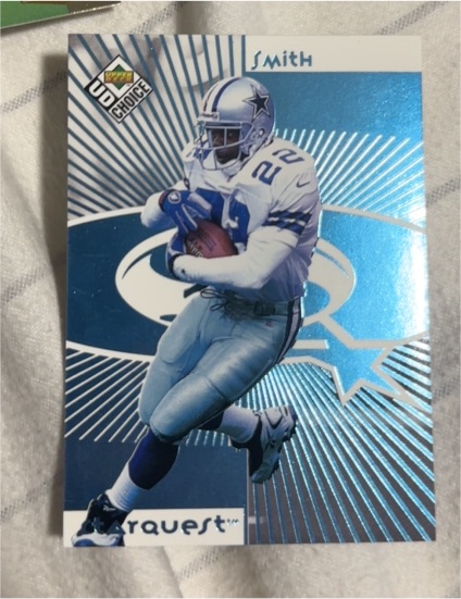 1998 Upper Deck UD Choice #22 Emmitt Smith StarQuest Blue Dallas Cowboys — front