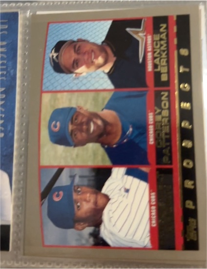 2000 Topps #207 Roosevelt Brown / Corey Patterson / Lance Berkman — front