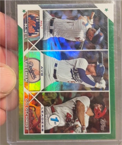 2023 Topps #43 NL AVG Leaders Jeff McNeil / Freddie Freeman / Paul Goldschmidt — front