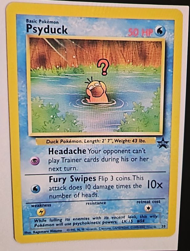 1999 Wizards of the Coast Black Star Promo #20 Psyduck — front