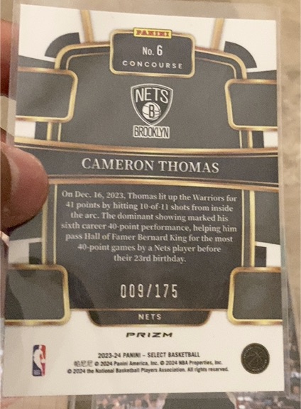 2023-24 Panini Select #6 Cameron Thomas — front