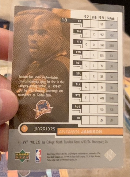 1999 Upper Deck #18 Antawn Jamison — front