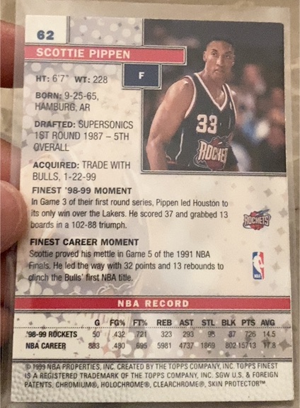 1999-00 Topps #62 Scottie Pippen — front