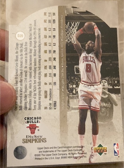 1994-95 SP Premier Prospects Die-Cut #D20 Dickey Simpkins Rookie — front