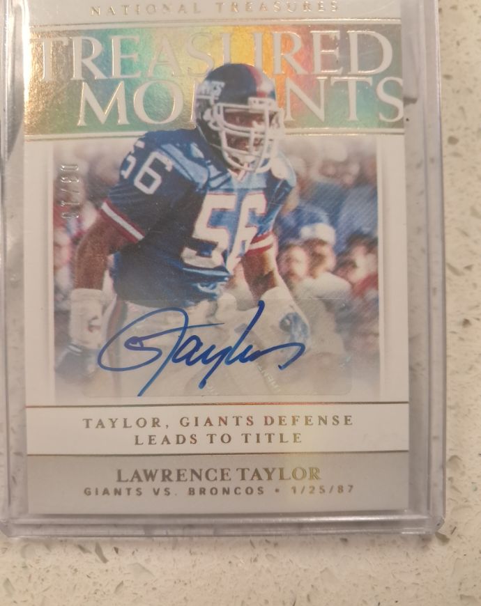 2019 Panini National Treasures Treasured Moments #TM-LT Lawrence Taylor — front