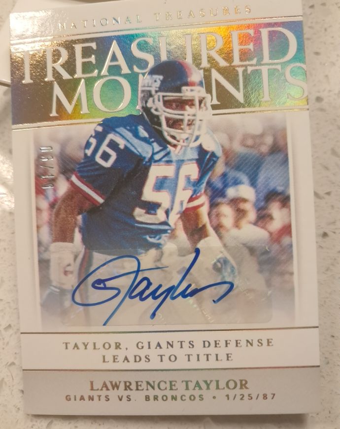 2019 Panini National Treasures Treasured Moments #56 Lawrence Taylor — front