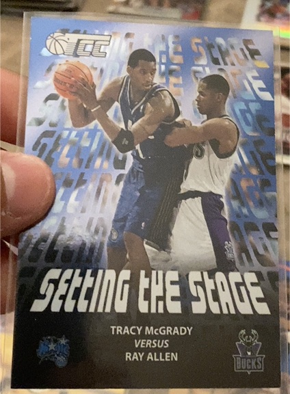 2001-02 Topps TCC Setting the Stage #SS1 Tracy McGrady vs Ray Allen — front