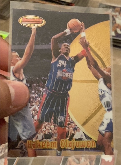 1997-98 Bowman's Best #58 Hakeem Olajuwon Houston Rockets — front