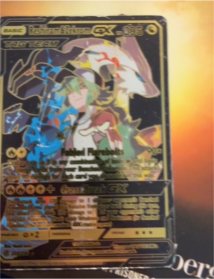 2017 Pokemon SM195 N Reshiram & Zekrom GX Black Foil Fan Art — front