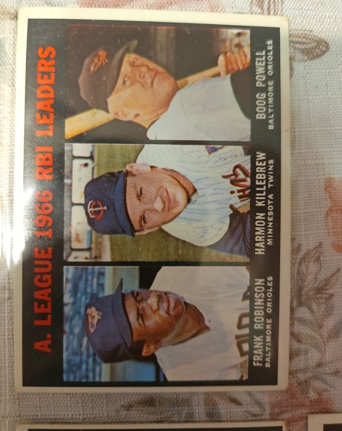 1967 Topps #241 AL RBI Leaders Frank Robinson/Harmon Killebrew/Boog Powell — front