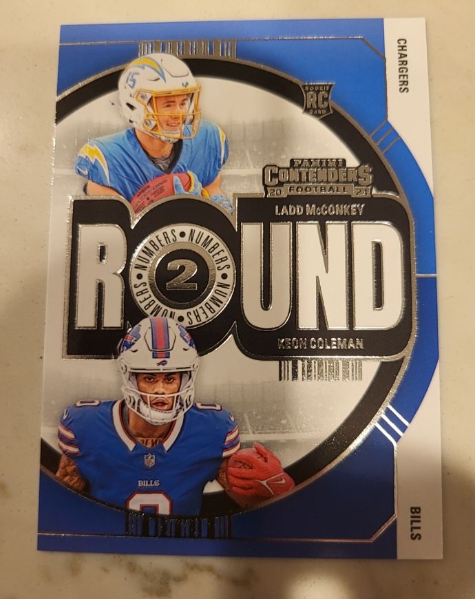 2024 Panini Contenders #9 Ladd McConkey Keon Coleman Round Numbers — front