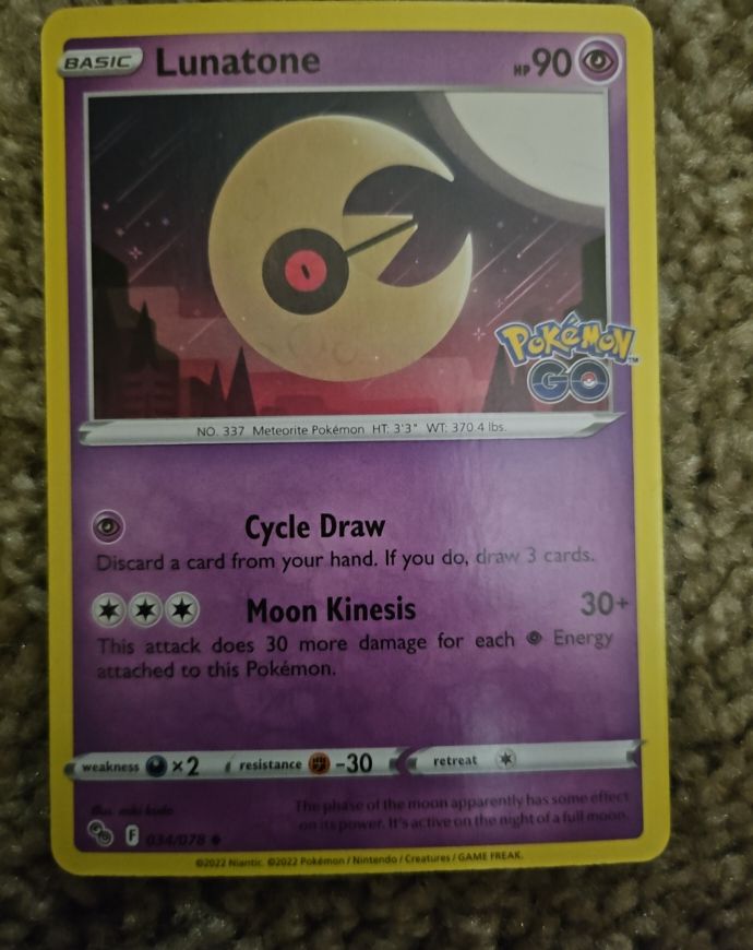 2022 Pokémon GO #034 Lunatone — front