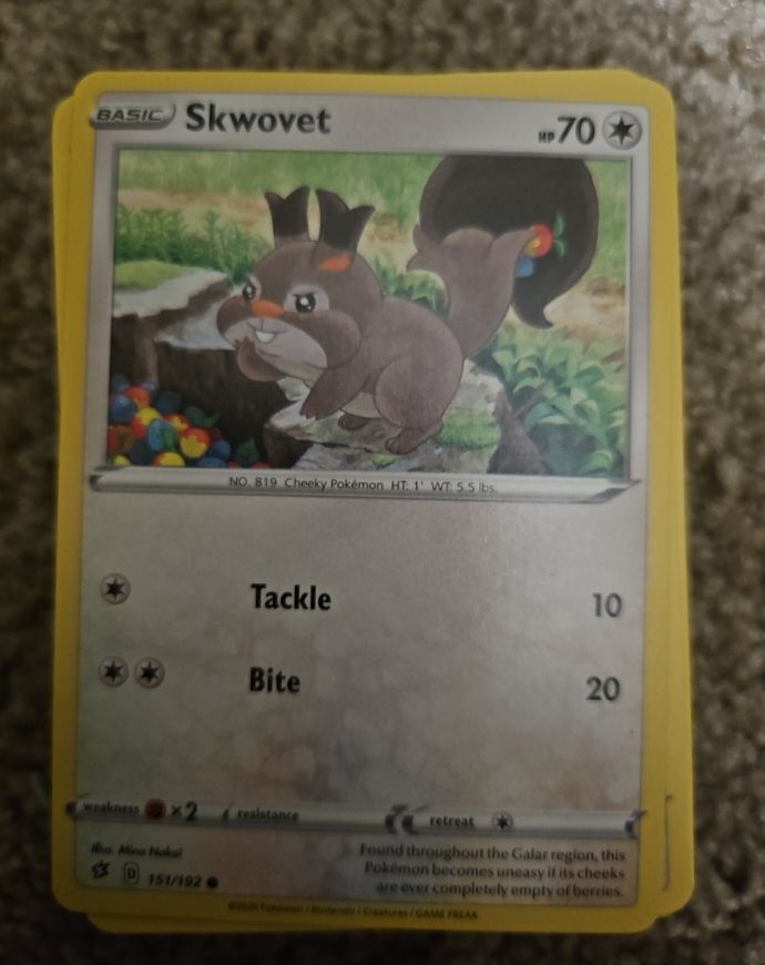 2020 Pokemon Rebel Clash #151 Skwovet — front