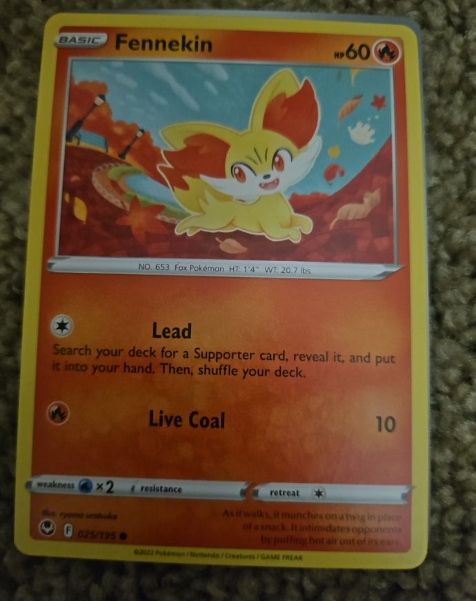 2022 Pokemon TCG Silver Tempest #025 Fennekin — front