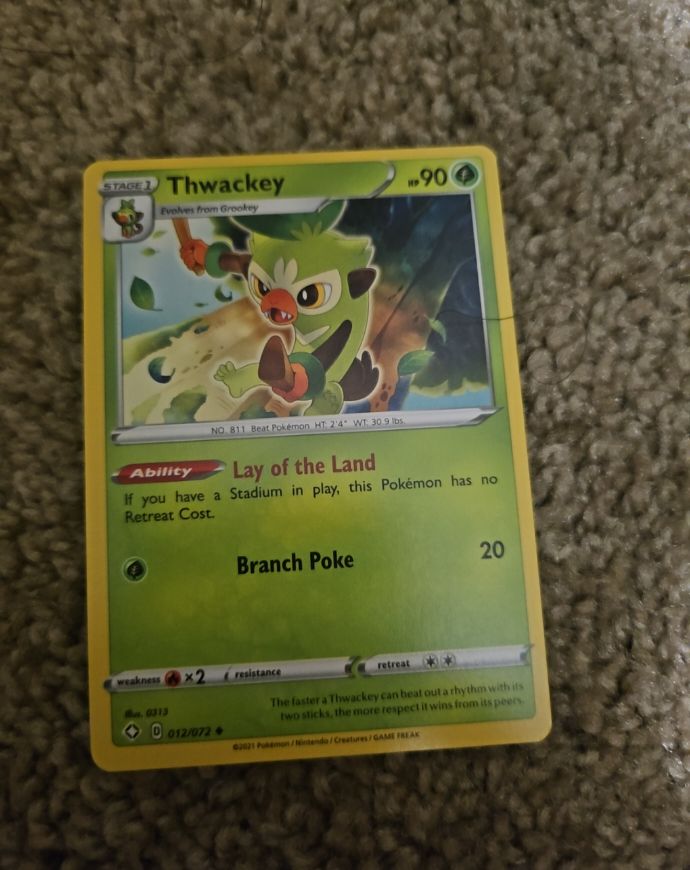 2021 Pokémon Shining Fates #012 Thwackey — front