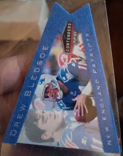 1998 Playoff Contenders Pennants Red Felt #57 Drew Bledsoe — front