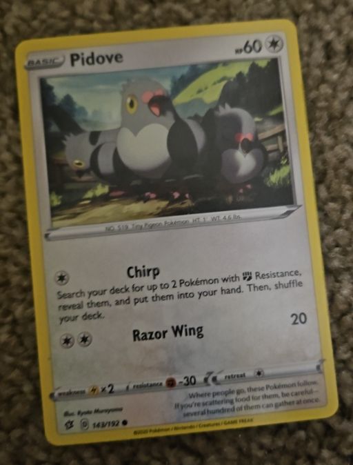2020 Pokémon Rebel Clash #143 Pidove — front