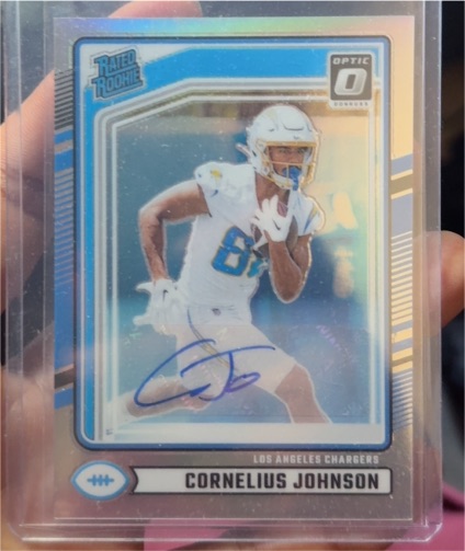 2024 Donruss #377 Cornelius Johnson Optic Rated Rookies Preview Autograph — front