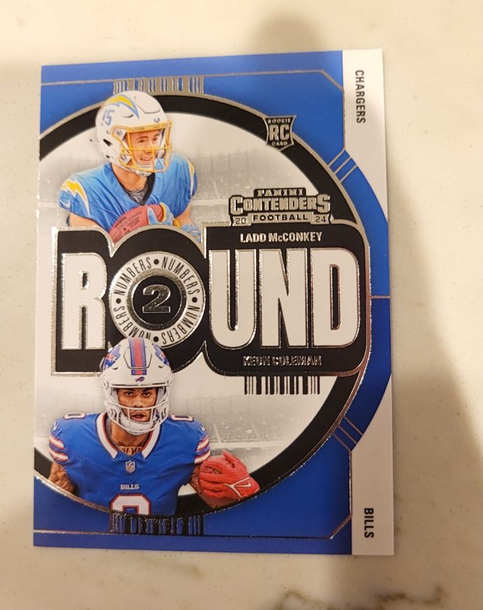 2024 Panini Contenders Round Numbers #9 Ladd McConkey/Keon Coleman — front