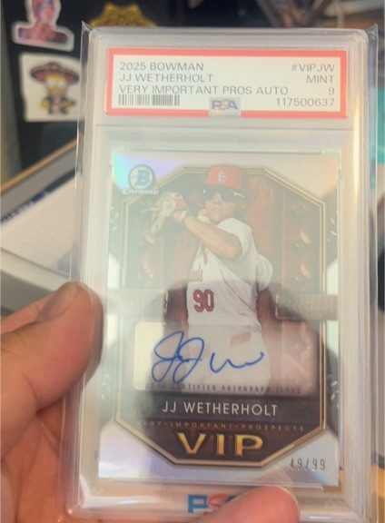 2025 Bowman Chrome #VIP.JW JJ Wetherholt Very Important Prospects Auto — front