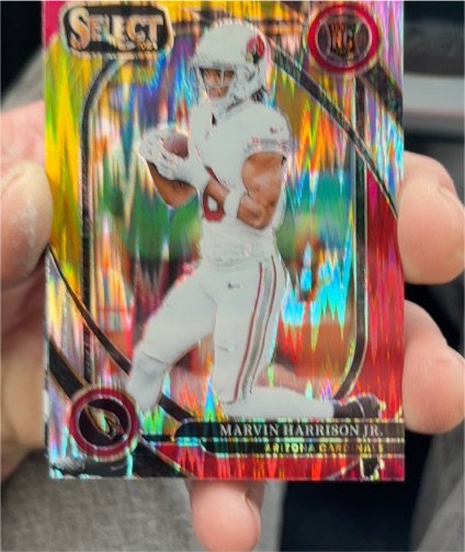 2024 Panini Select Marvin Harrison Jr. Club Level Red and Yellow Shock Prizm — front