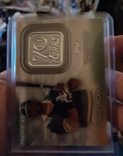 2021 Topps 70th Anniversary Logo Patch #T70P-RJ Reggie Jackson — front