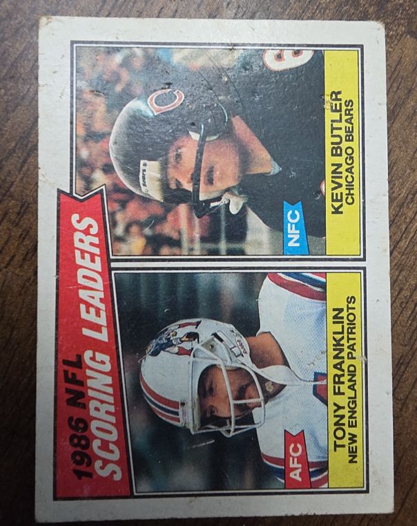 1987 Topps #230 Scoring Leaders Kevin Butler/Tony Franklin — front