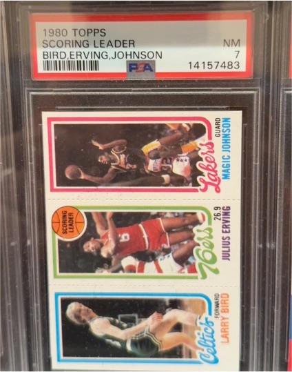 1980 Topps #139 Larry Bird Julius Erving Magic Johnson Scoring Leader Rookie Card — front