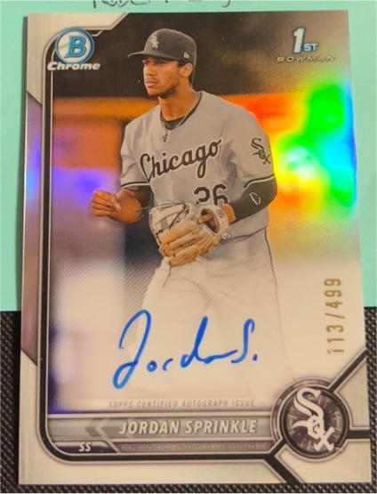 2022 Bowman Chrome Draft #BDC-183 Jordan Sprinkle — front