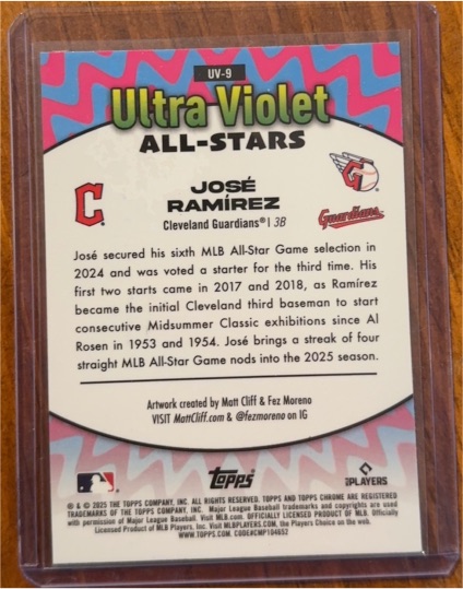 2025 Topps Chrome Ultra Violet All-Stars #UV-9 José Ramírez — front