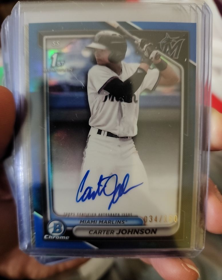 2024 Bowman Draft Chrome Prospect Autographs #CPA-CJ Carter Johnson — front