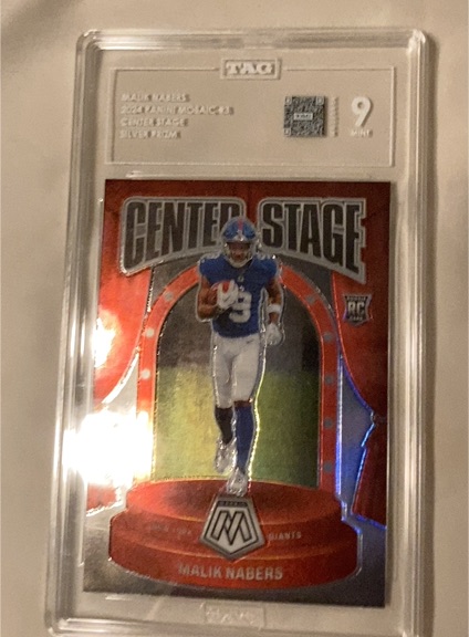 2024 Panini Mosaic #3 Malik Nabers Center Stage Silver Prizm RC — front
