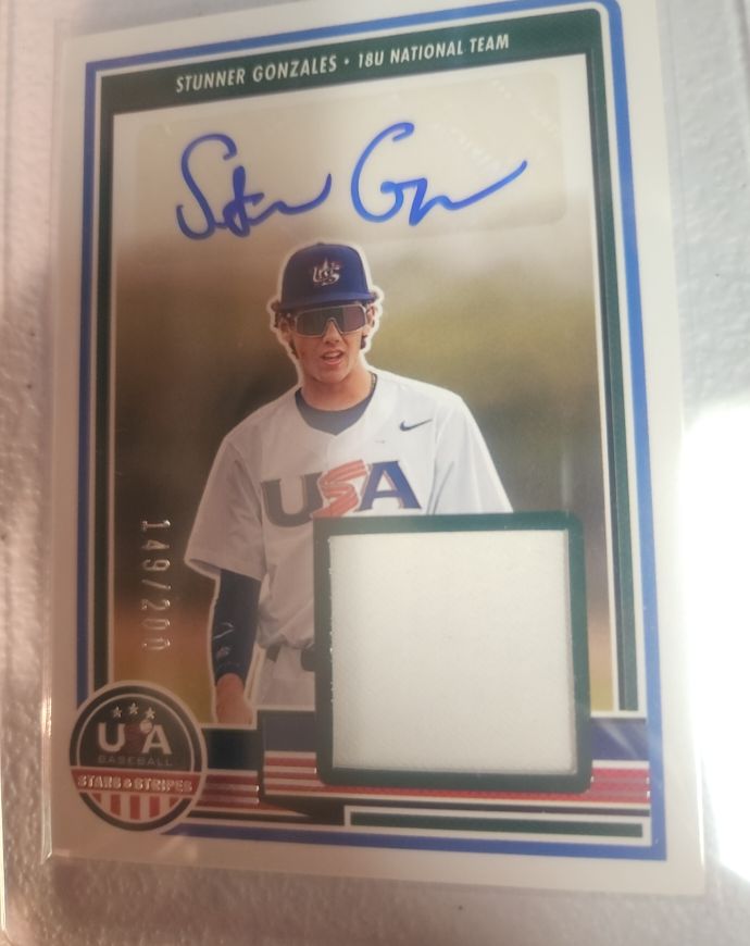 2023 Panini Stars & Stripes Stunner Gonzales AUTO RELIC /200 18U National Team — front
