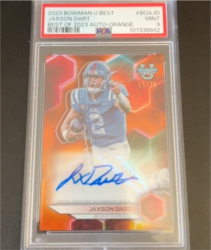 2023 Bowman U Best #BOA-JD Jaxson Dart Orange Auto — front
