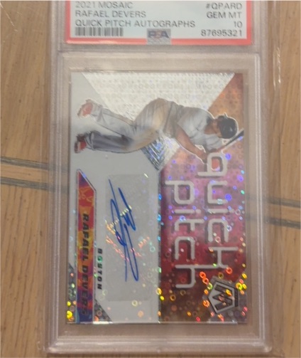 2021 Panini Mosaic #QPA-RD Rafael Devers Quick Pitch Autographs — front