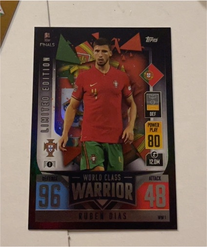 2022 Topps Match Attax 101 Road to UEFA Nations League Finals #WW1 Ruben Dias — front