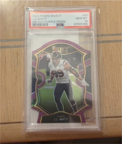 2020 Panini Select #29 J.J. Watt Purple Prizm Die Cut — front