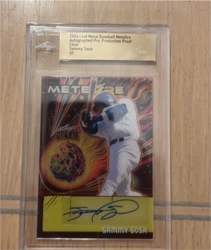 2024 Leaf Metal Baseball MeteOre Autographed Pre-Production Proof Sammy Sosa 1/1 — front