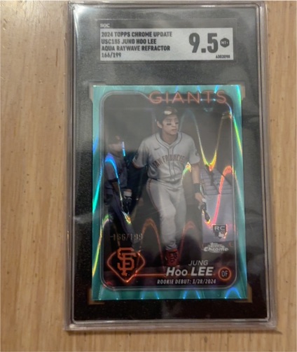 2024 Topps Chrome Update #USC185 Jung Hoo Lee Aqua Raywave Refractor — front
